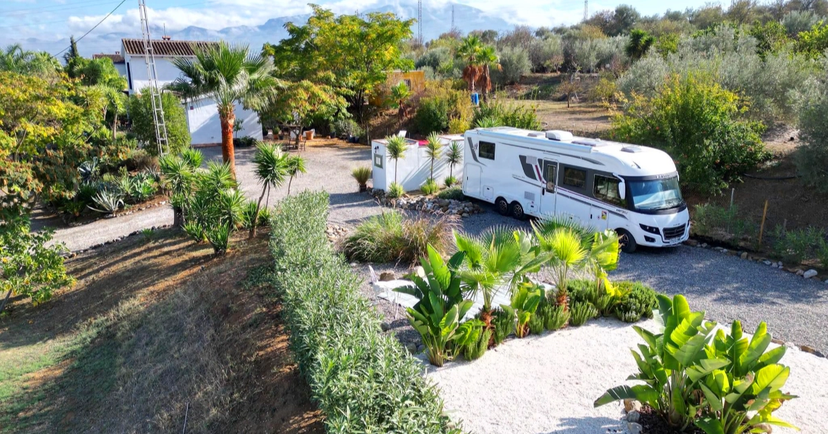 spacious private motor home pitches with garden surroundings